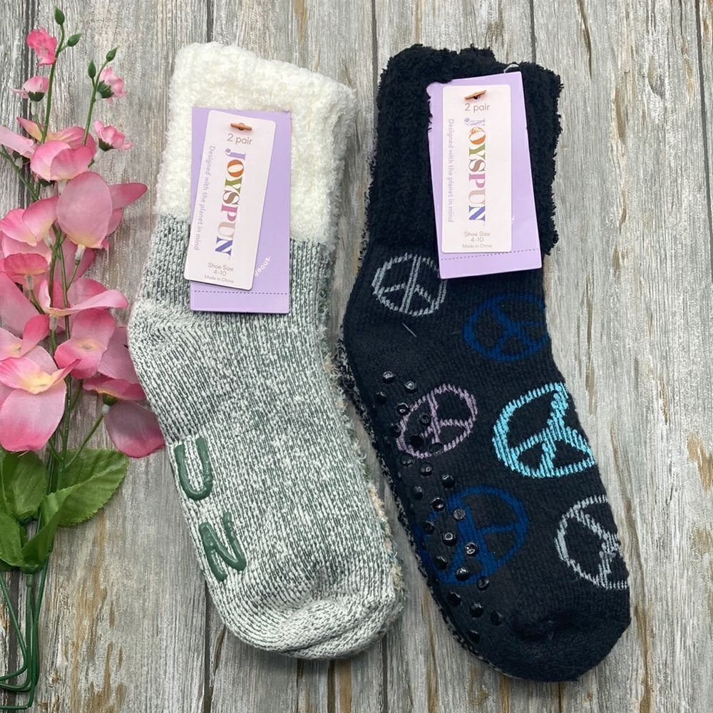 Women's Ultra Soft Fuzzy Lounge Socks 2-Pack Shoe Size 4-10
